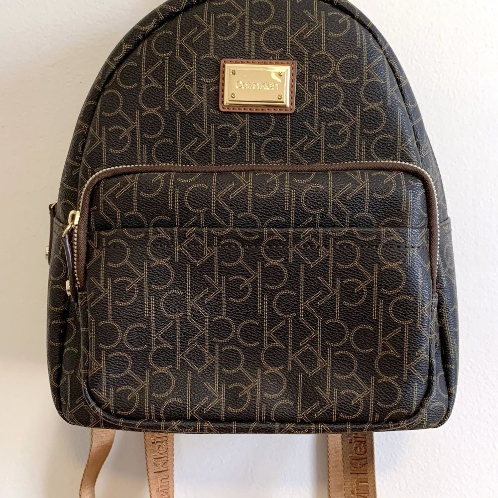 Large Brown Monogram Calvin Klein Backpack